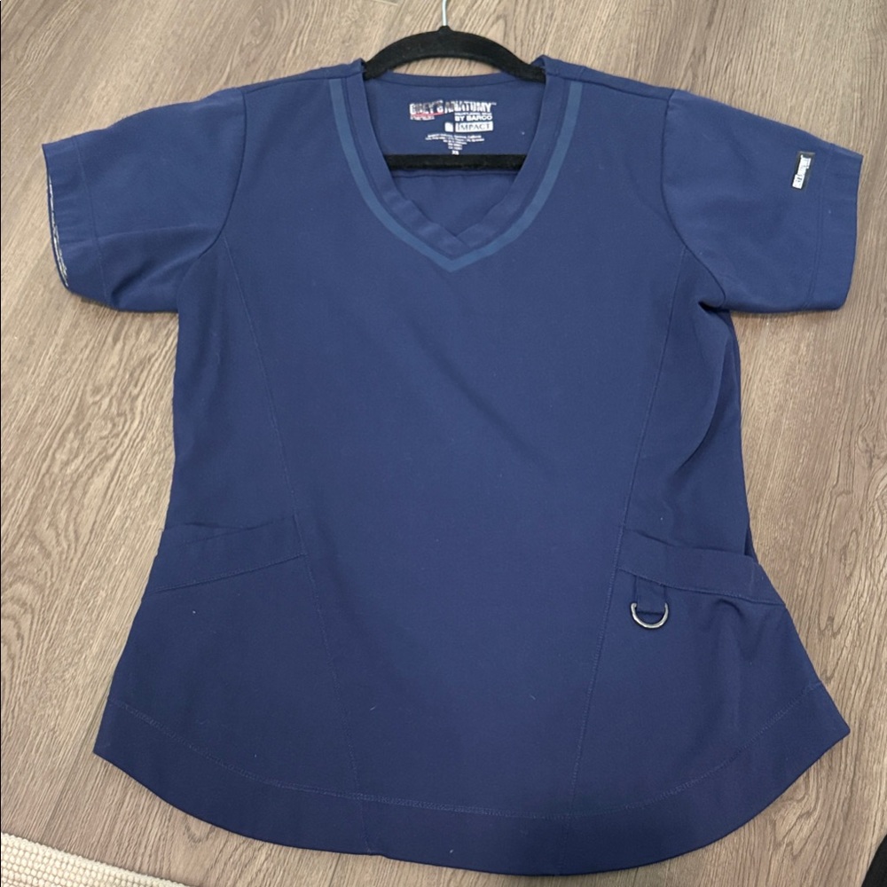 Greys Anatomy Navy Blue Scrub Women's Top